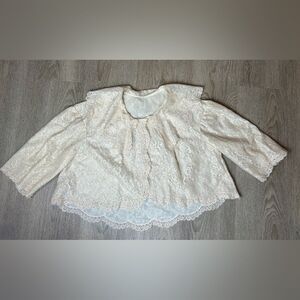 VANITY FAIR | Vintage Off White Tricot Lace Lightweight Overcoat Size Small